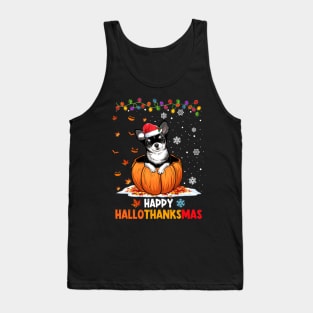 Chihuahua On Pumpkin Happy Hallothanksmas Tank Top